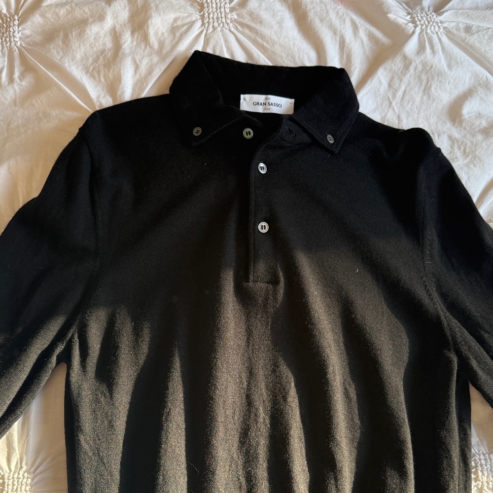 Jet Black Gran Sasso  Men's knit Sweater Shirt